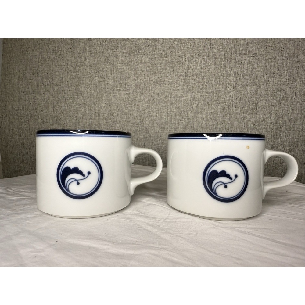 Set Of 2 Dansk Flora Juniper Blue and White Tea‎ Cup Porcelain Japan